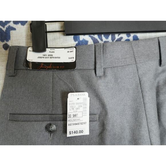 Joseph A Bank Men's Wool Pants NEW Gray Size 30 Unhemmed Suit Separates - Picture 3 of 10